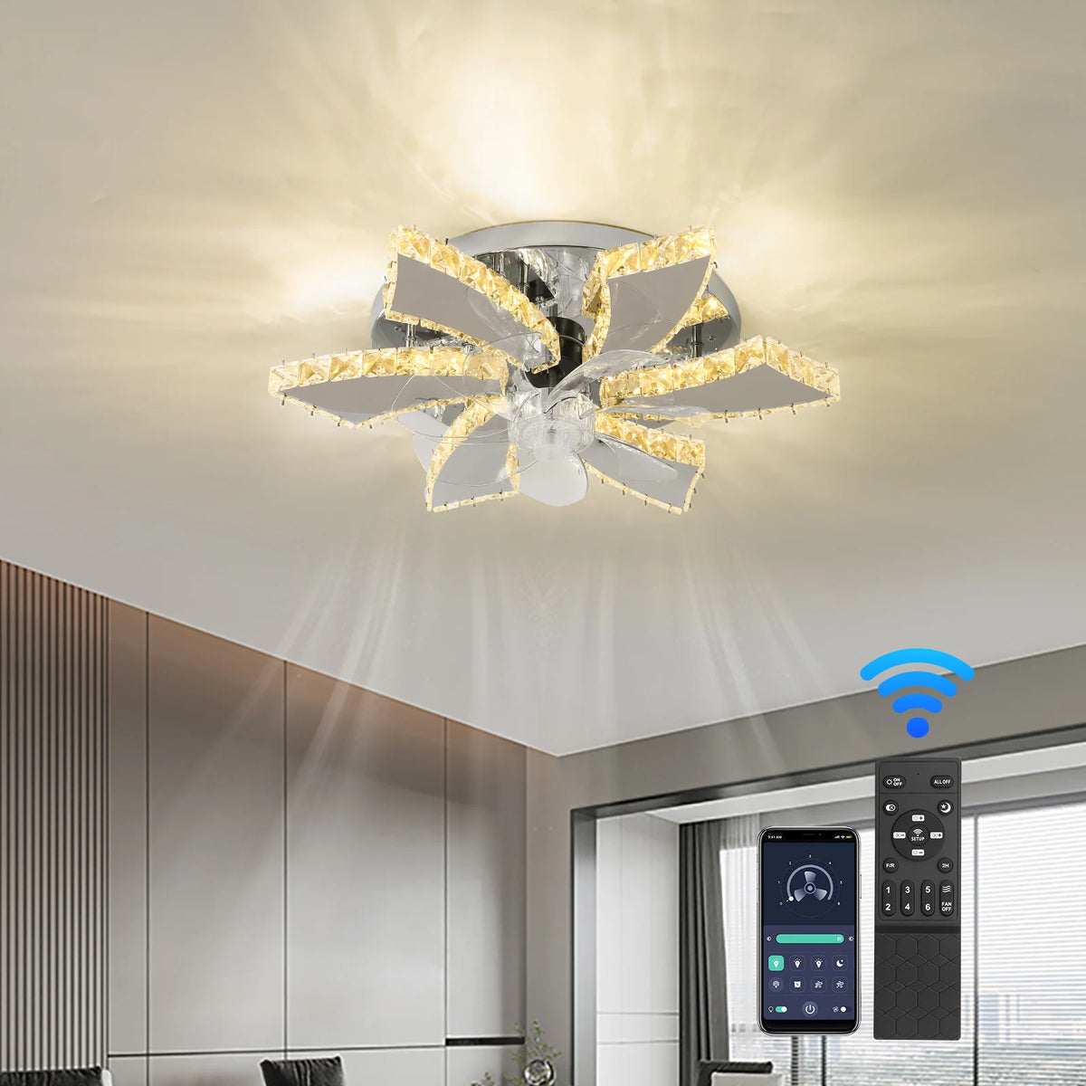 GreeLustr Smart Led Ceiling Fan Chandelier