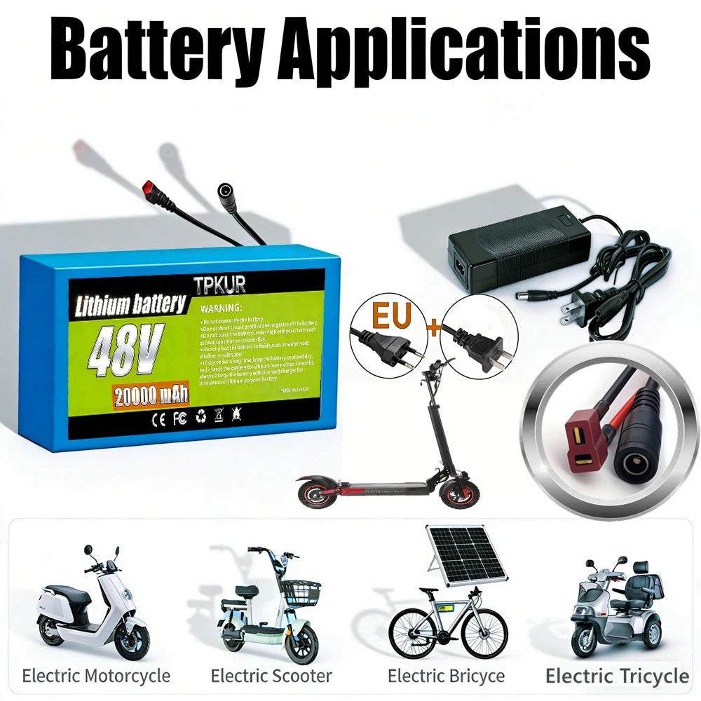 TPKUR 48V Lithium Battery With BMS For Electric Scooters