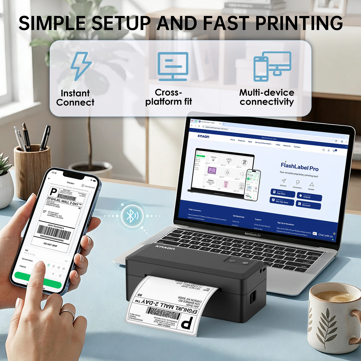 Knaon Bluetooth Thermal Shipping Label Printer
