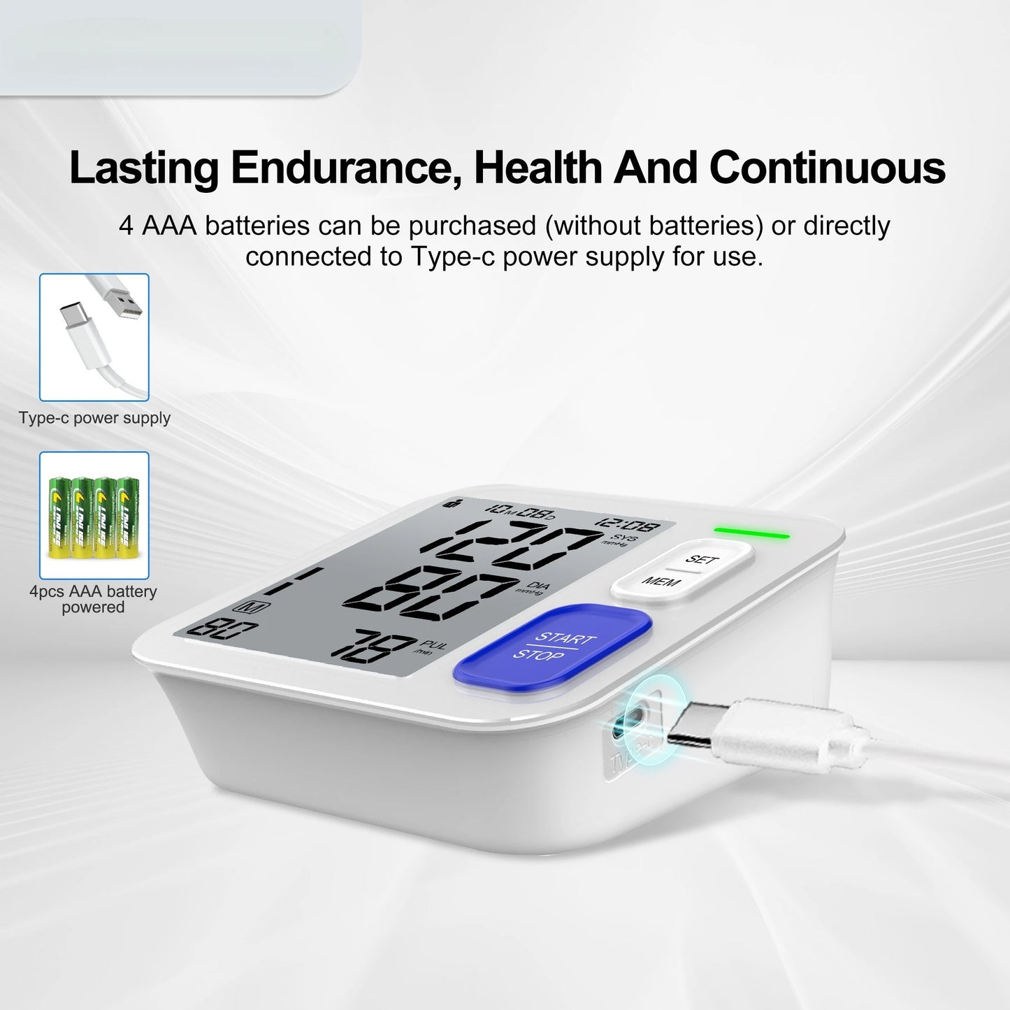 Automatic Sphygmomanometer with a Large Cuff for Upper Arms, Featuring a Wide Range of 8.66-16.54 inch, Memory for 2*90 Readings