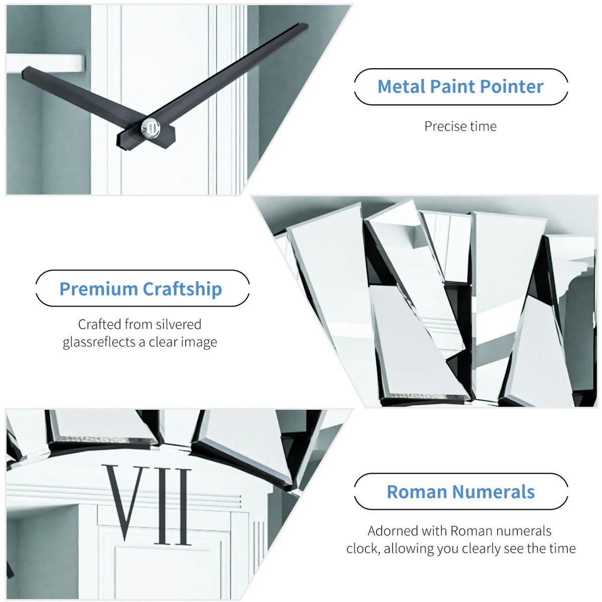 Modern Silent Wall Clock With Beveled Glass Edge