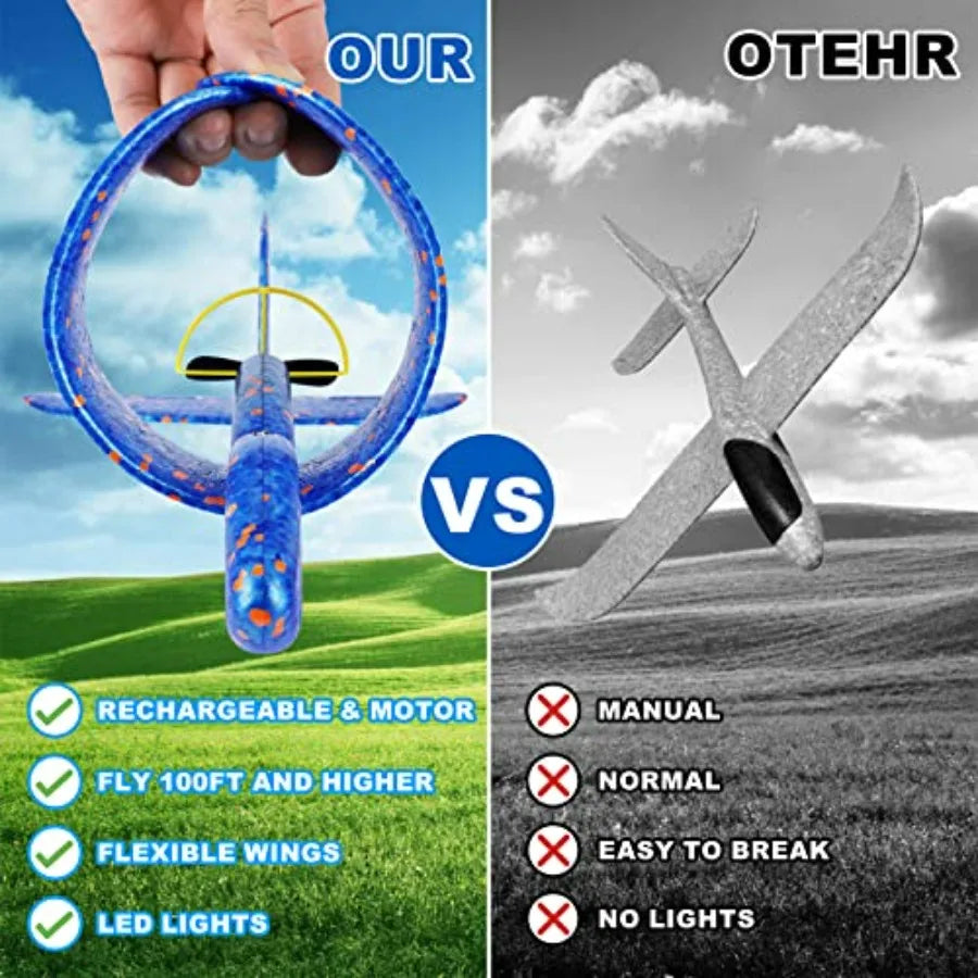 Electric Foam Airplane Toy Two Pack LED Planes Outdoor