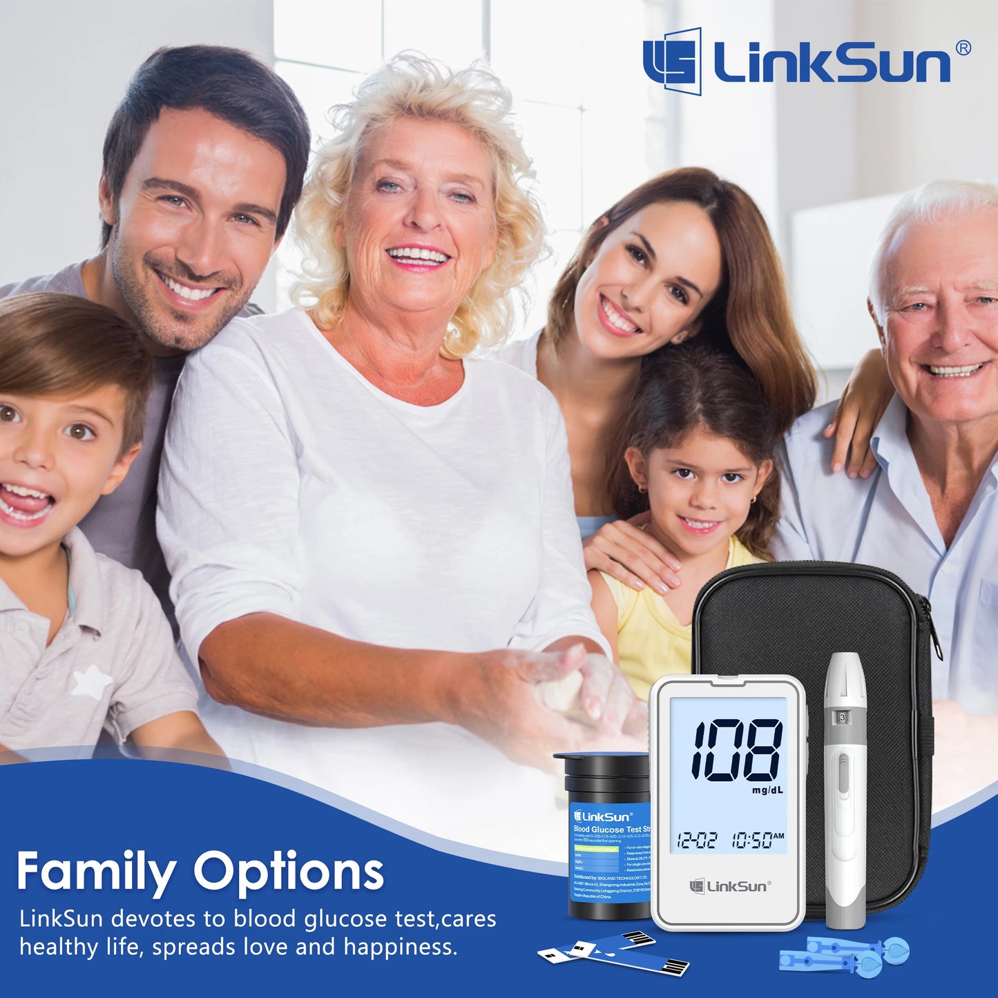 Linksun G-425-2 Blood Glucose Meter Glucometer Kit