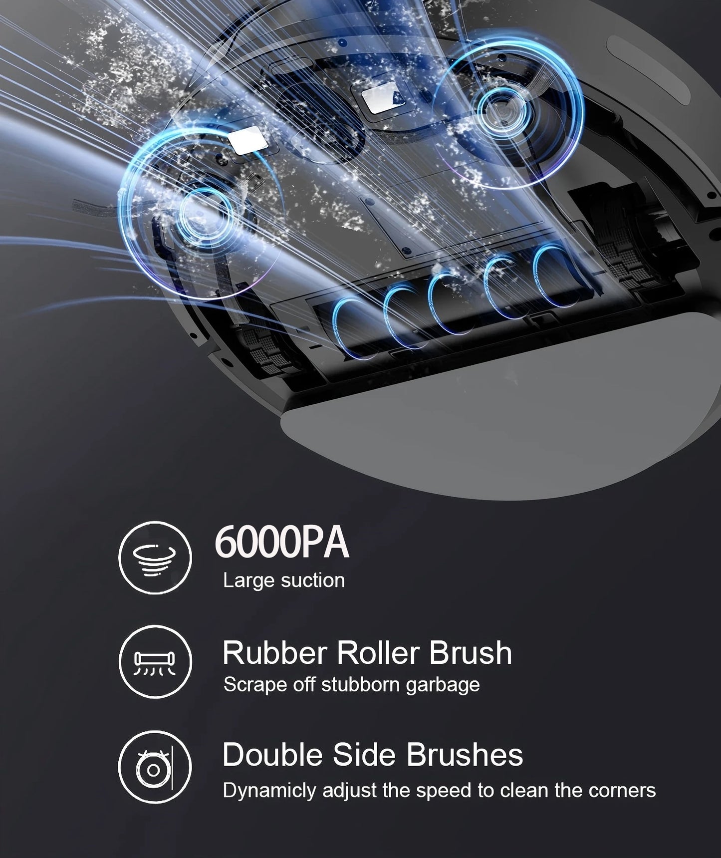 Robot Vacuum Cleaner Combo Mop 6000PA Smart Mapping