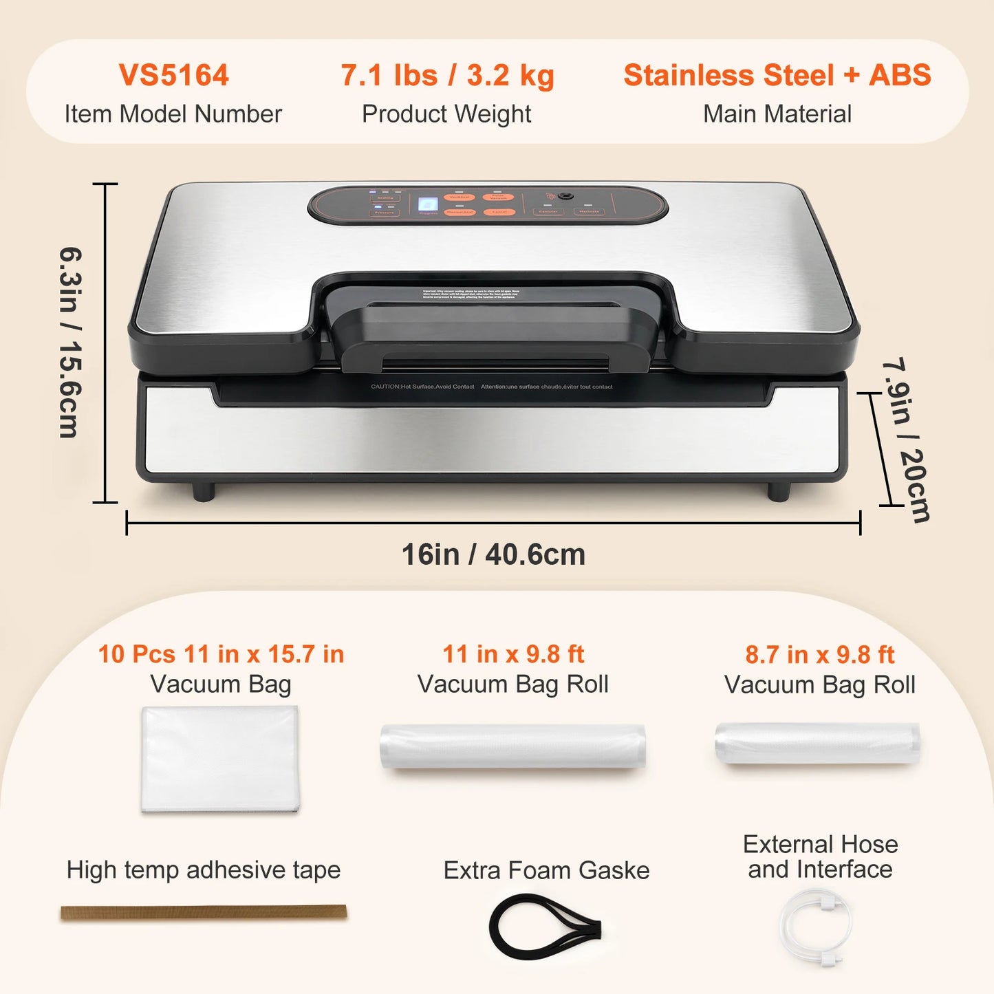 SucceBuy Vacuum Sealer 90Kpa 130W With Free 10 Pcs Bags