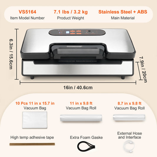 SucceBuy Vacuum Sealer 90Kpa 130W With Free 10 Pcs Bags