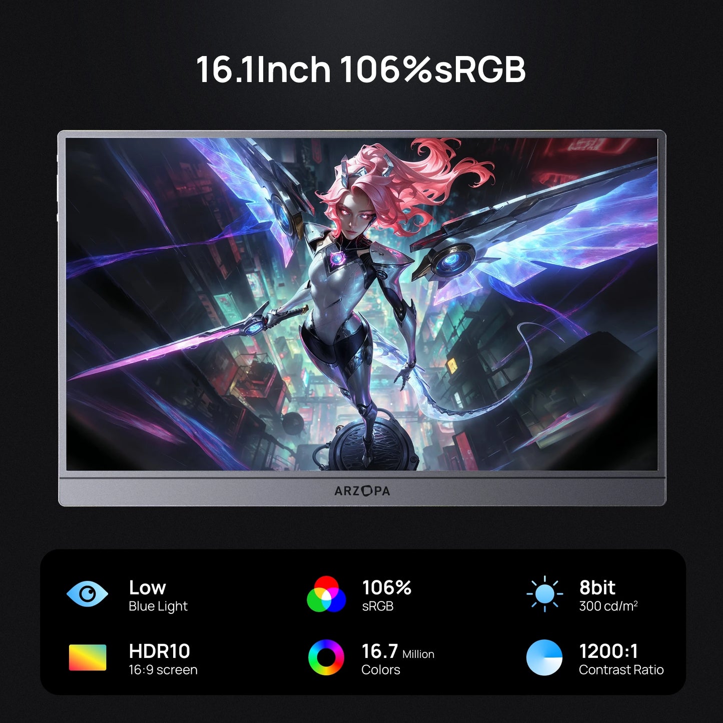 Arzopa 144Hz Portable Monitor 1080p 106 Percent SRGB