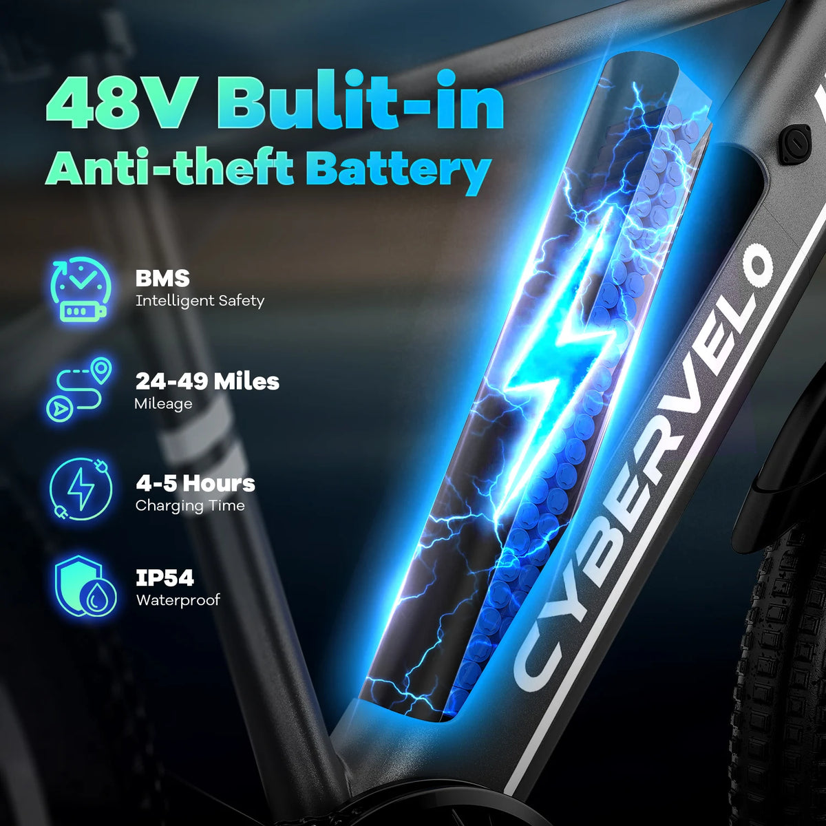 Cybervelo EK3 1000W Peak Electric Bicycle Seven Speed