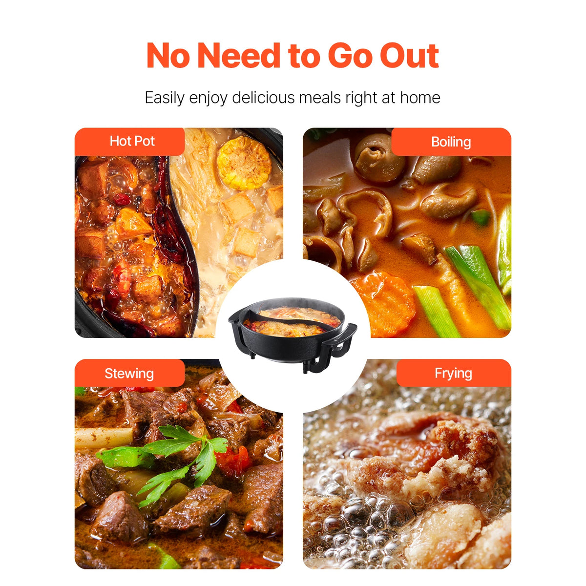 SucceBuy Electric Hot Pot Double Flavor Non Stick Cooker