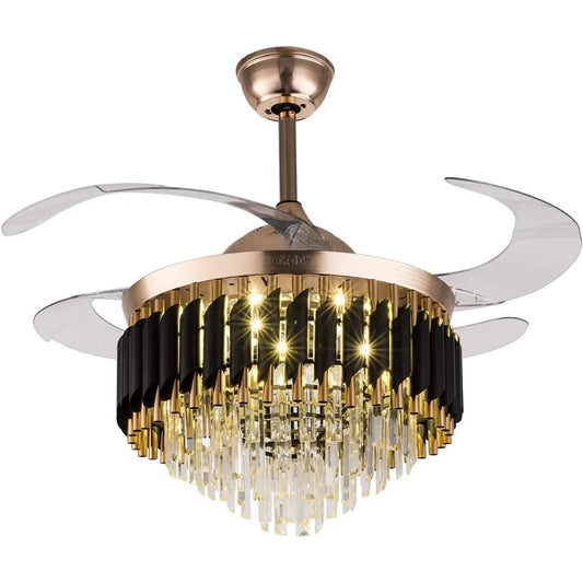 Crystal Fandelier Chandelier With Retractable Ceiling Fan