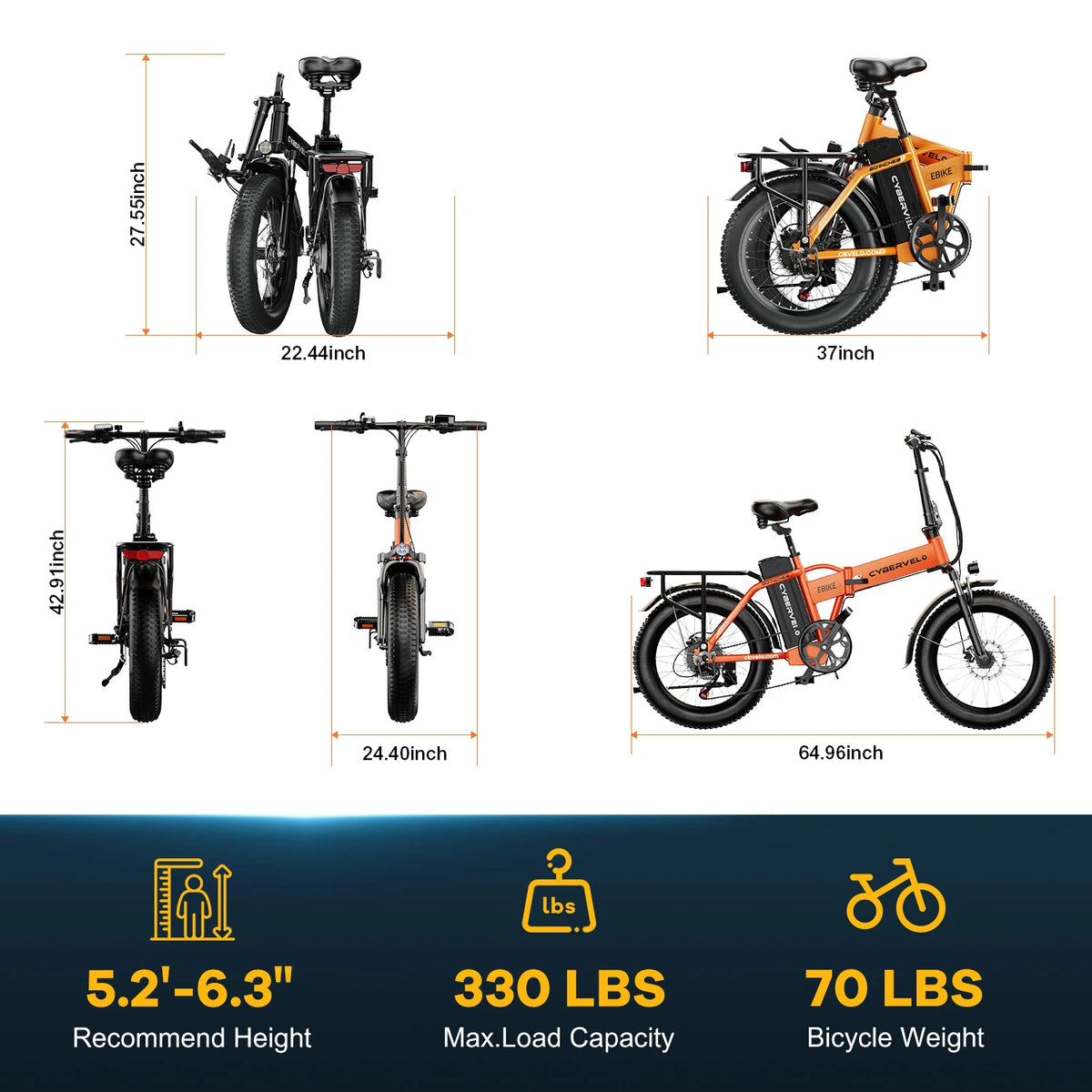 Cybervelo Folding Fat Tire Electric Bike