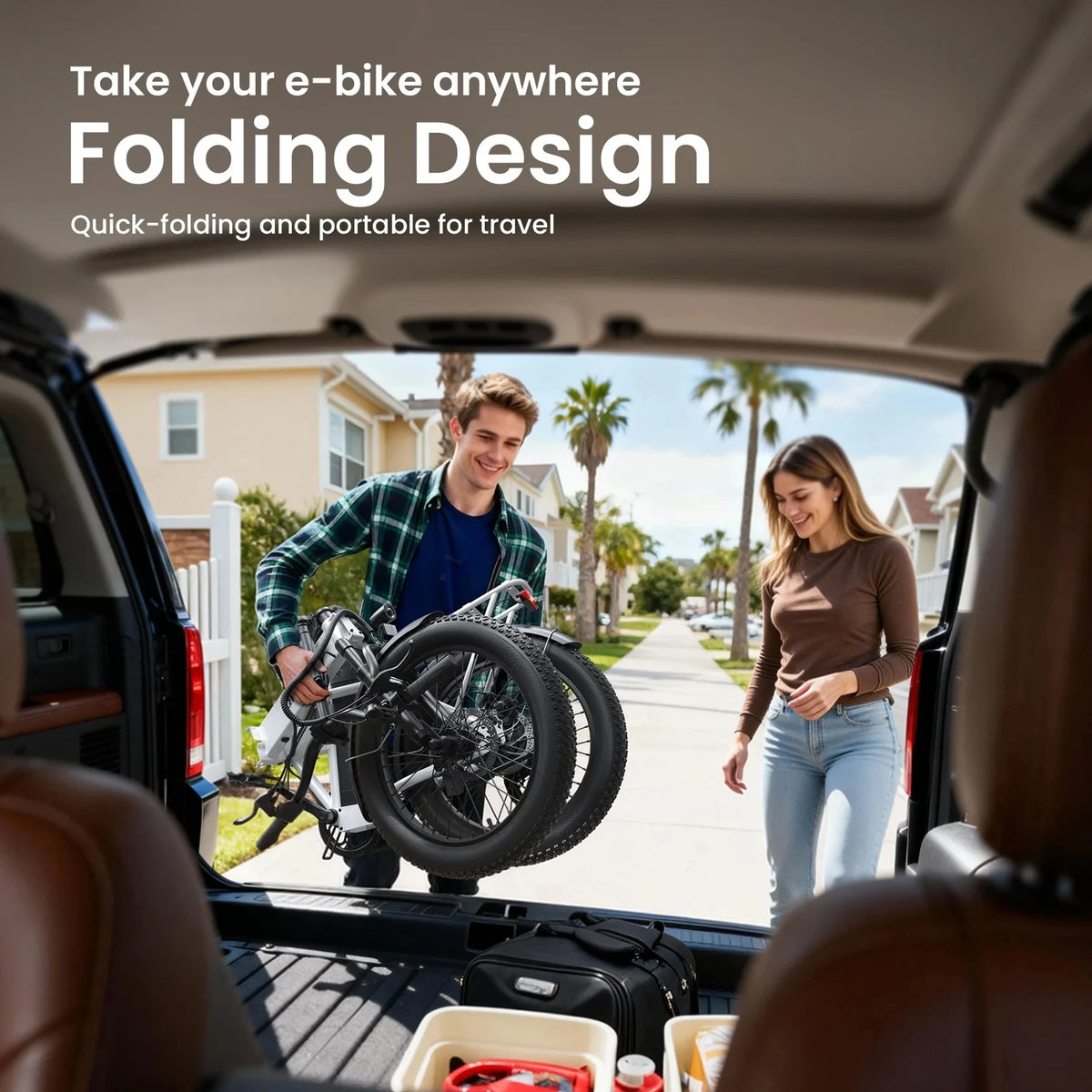 QRONGE Waterfall Folding Fat Tire Electric Bicycle