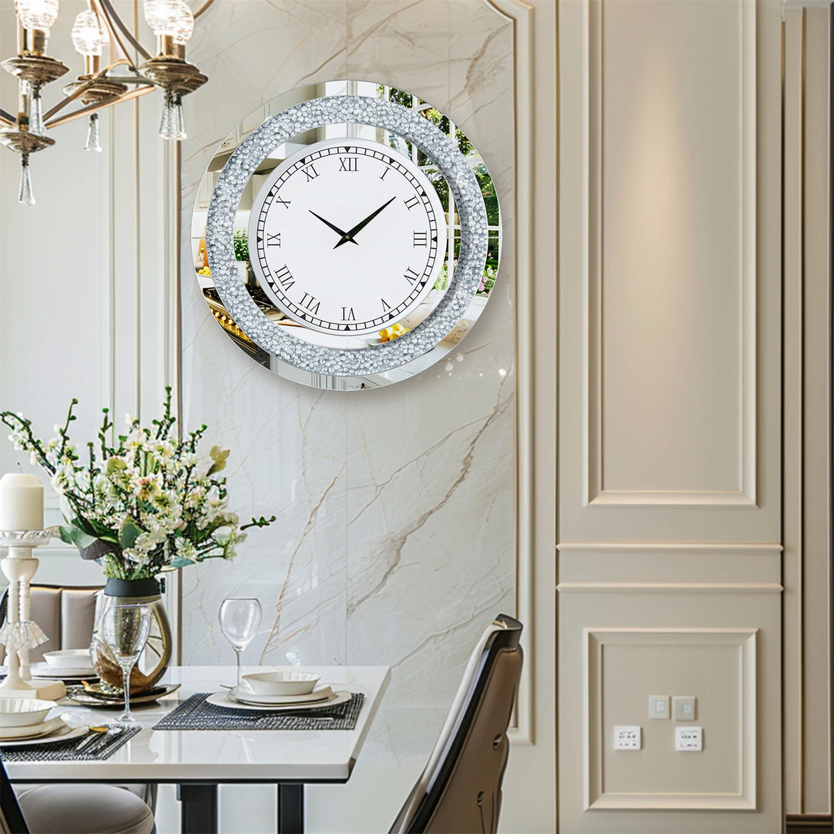 Crystal Sparkle Mirror Wall Clock