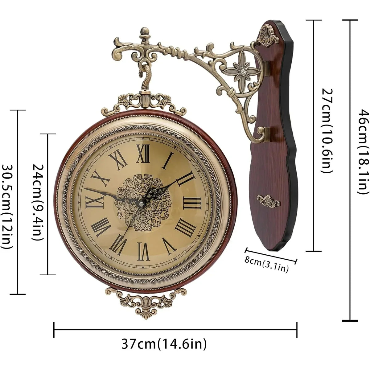 European Style Double Sided Silent Wall Clock