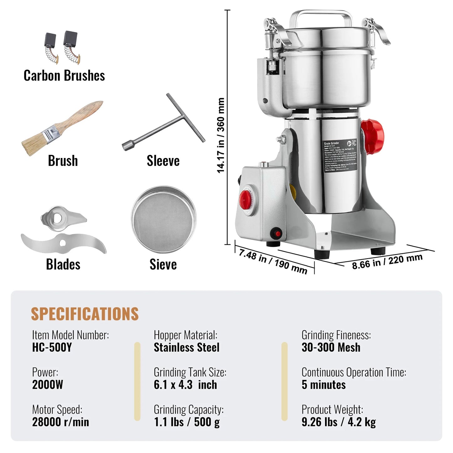 SucceBuy Electric Grain Mill Grinder For Spices And Grains