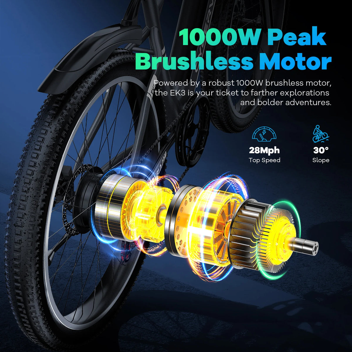 Cybervelo EK3 1000W Peak Electric Bicycle Seven Speed