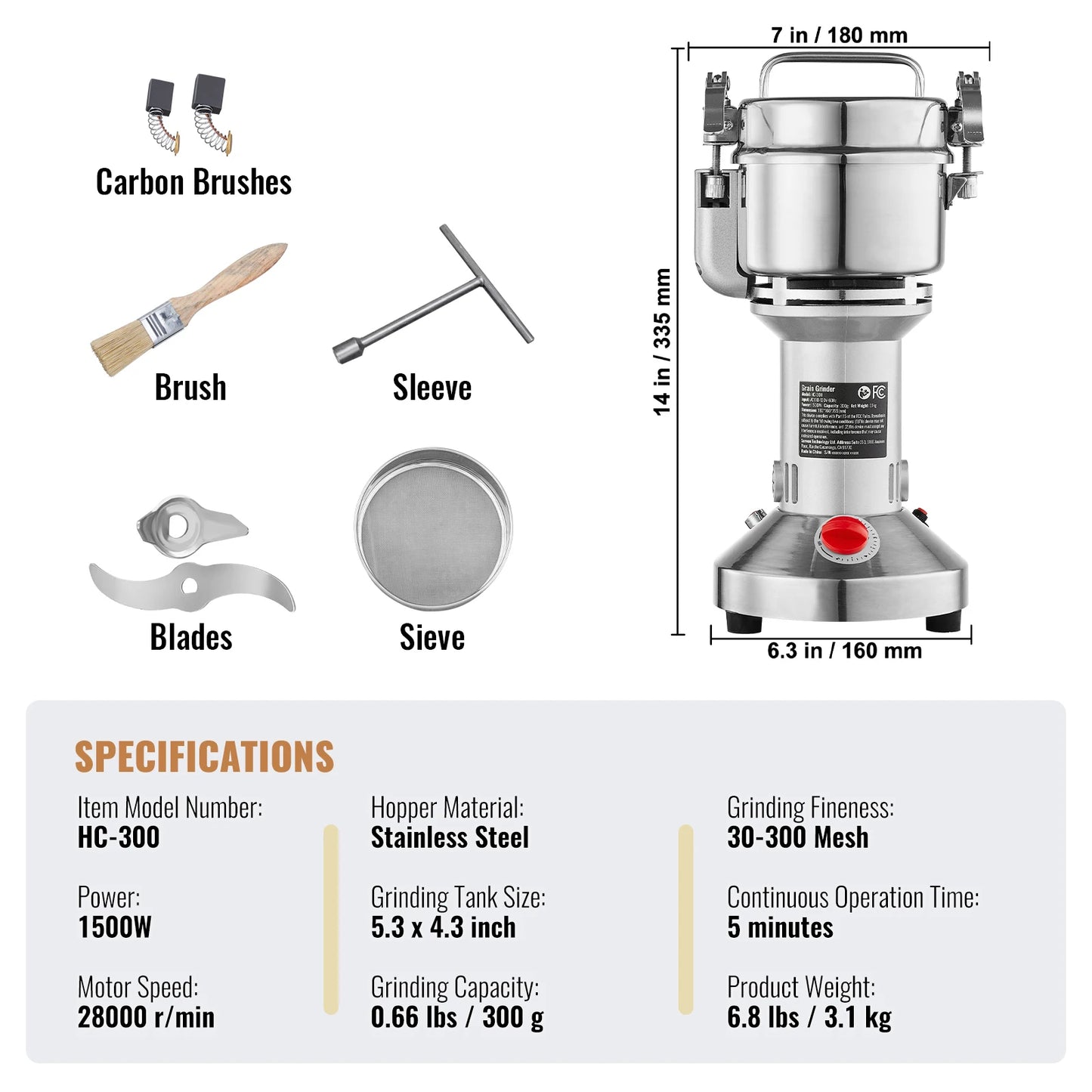 SucceBuy Electric Grain Mill Grinder For Spices And Grains