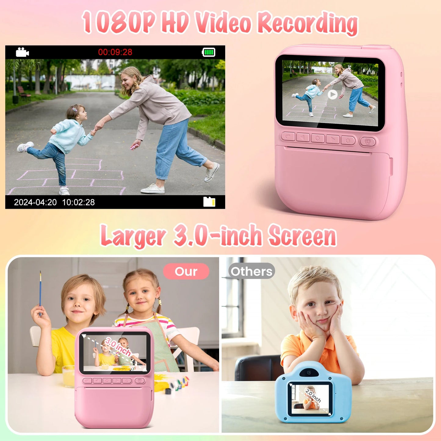 Diamooky CN Kids Instant Print Camera 32MP 1080P
