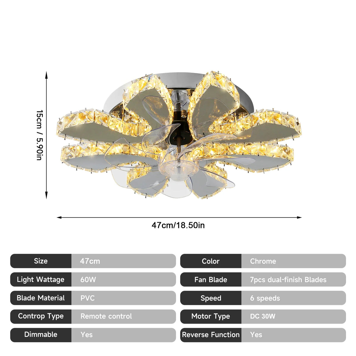GreeLustr Smart Led Ceiling Fan Chandelier