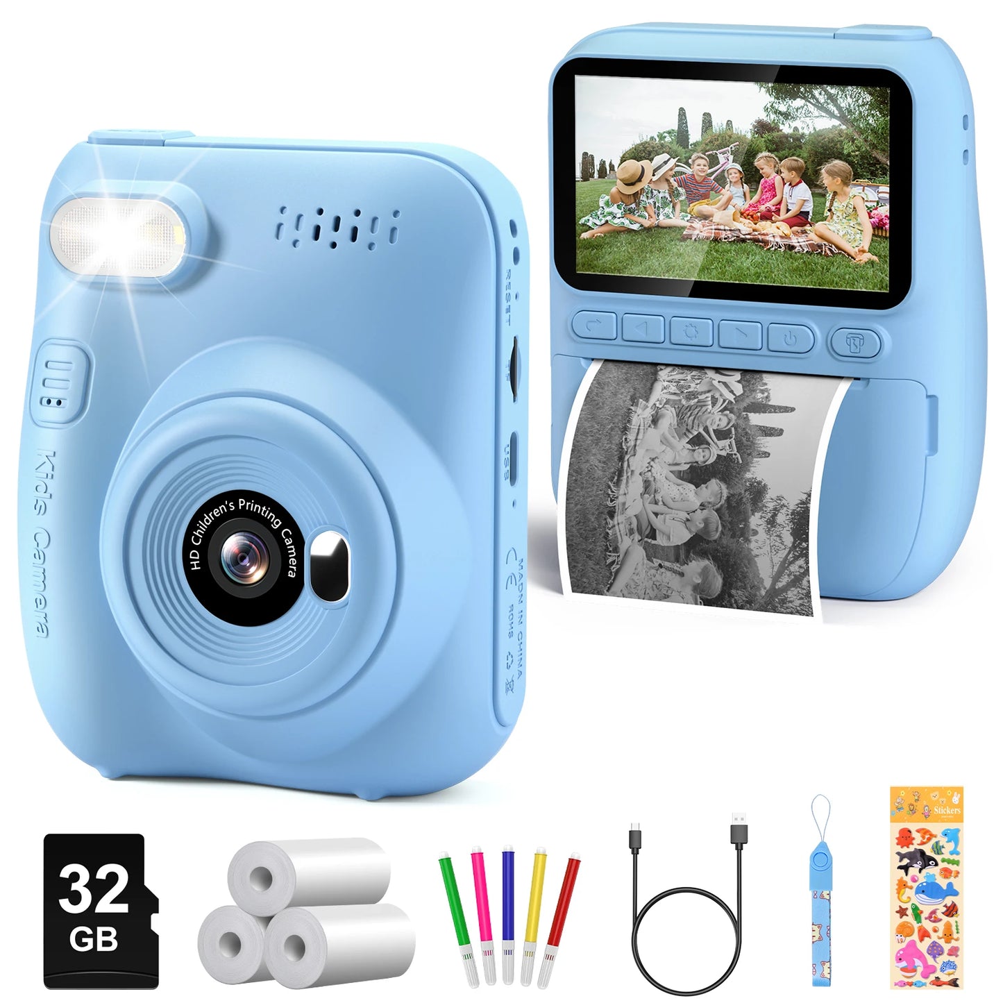 Diamooky CN Kids Instant Print Camera 32MP 1080P