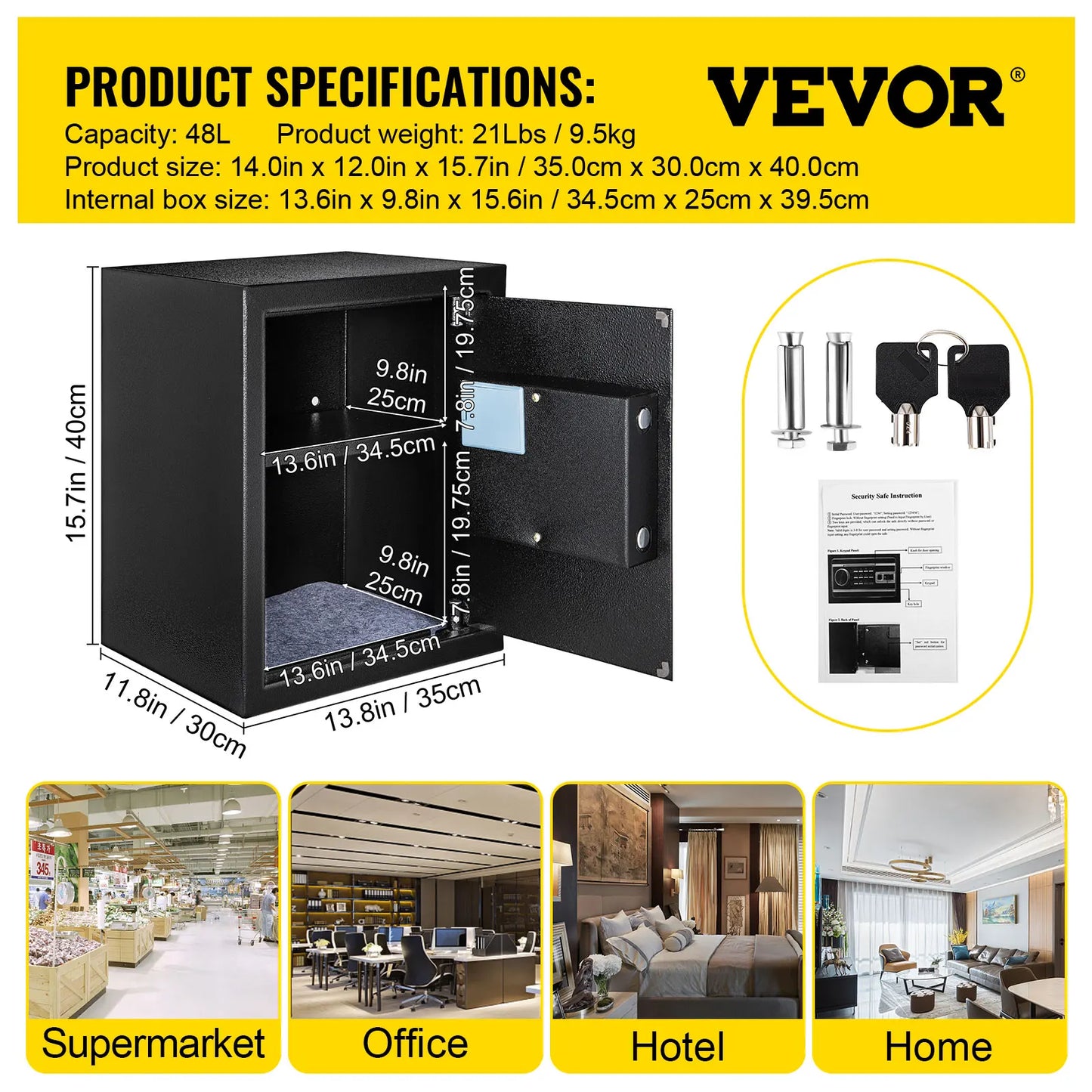 SucceBuy Fingerprint Safe Deposit Box Digital Lock