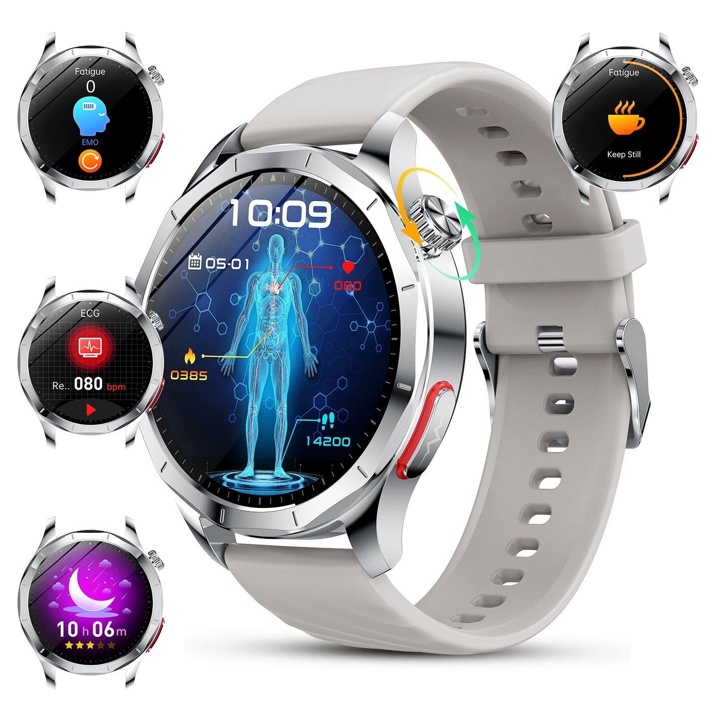 Marsyu AI-GPT Nursing Grade Health Smart Watch Body Fat Uric Acid ECG+PPG Body Fat BP HD Call Sports Smart Watch For Men Women