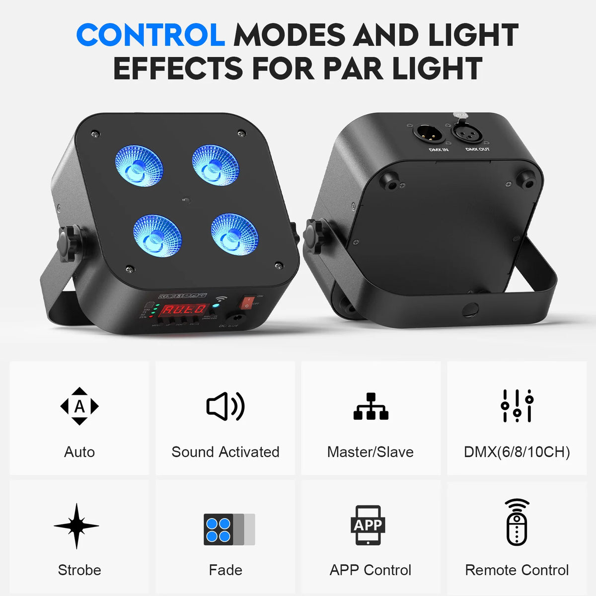 U'King Rechargeable DMX Par Stage Lights