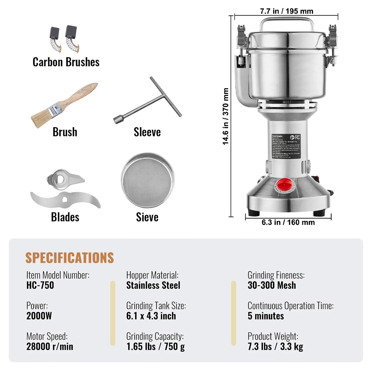 SucceBuy Electric Grain Mill Grinder For Spices And Grains