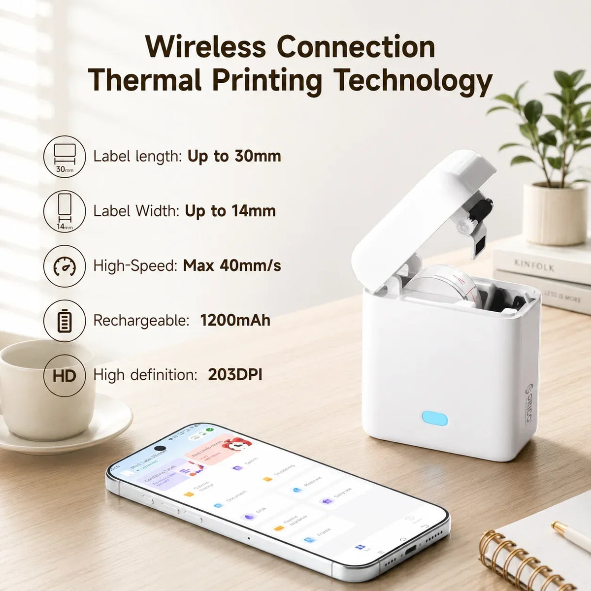 Orico Portable Wireless Bluetooth Thermal Label Printer