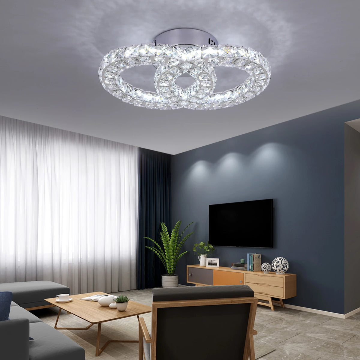 GreeLustr Square Crystal Led Ceiling Light
