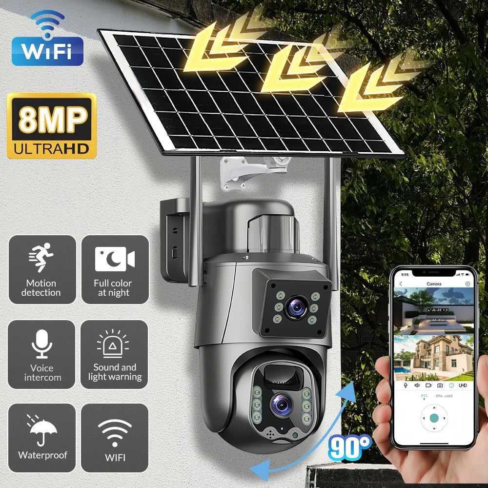 KEPEAK Solar Wireless Camera With Dual Lenses 8MP