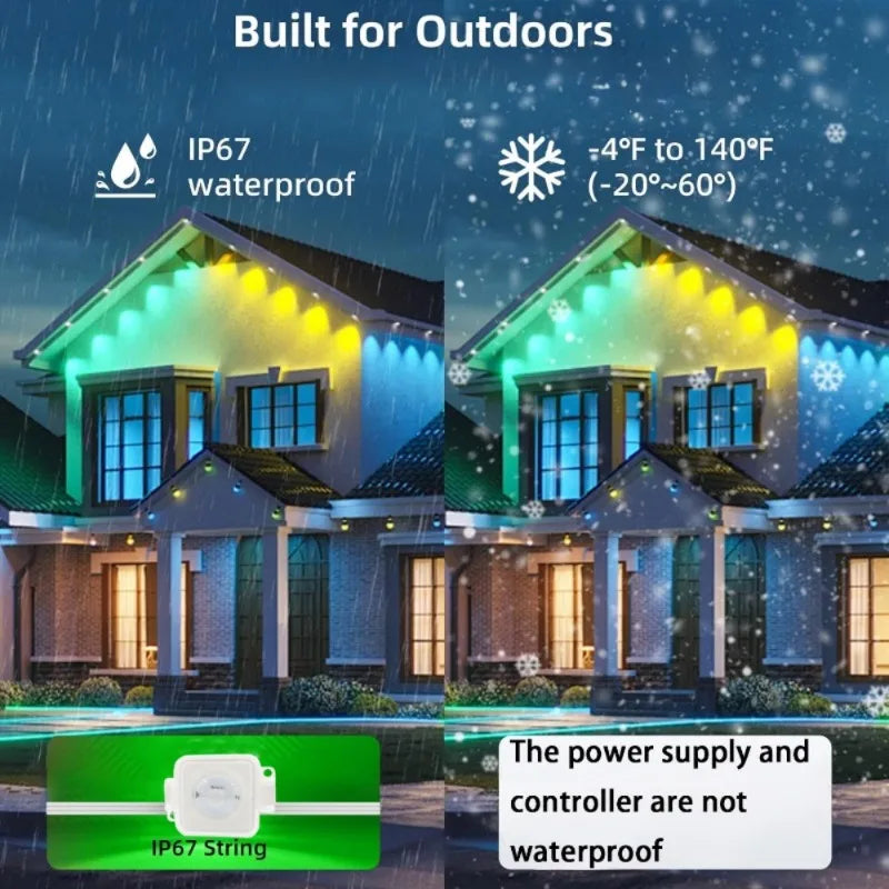 MIMIRGB Smart Outdoor LED String Lights IP67 Alexa