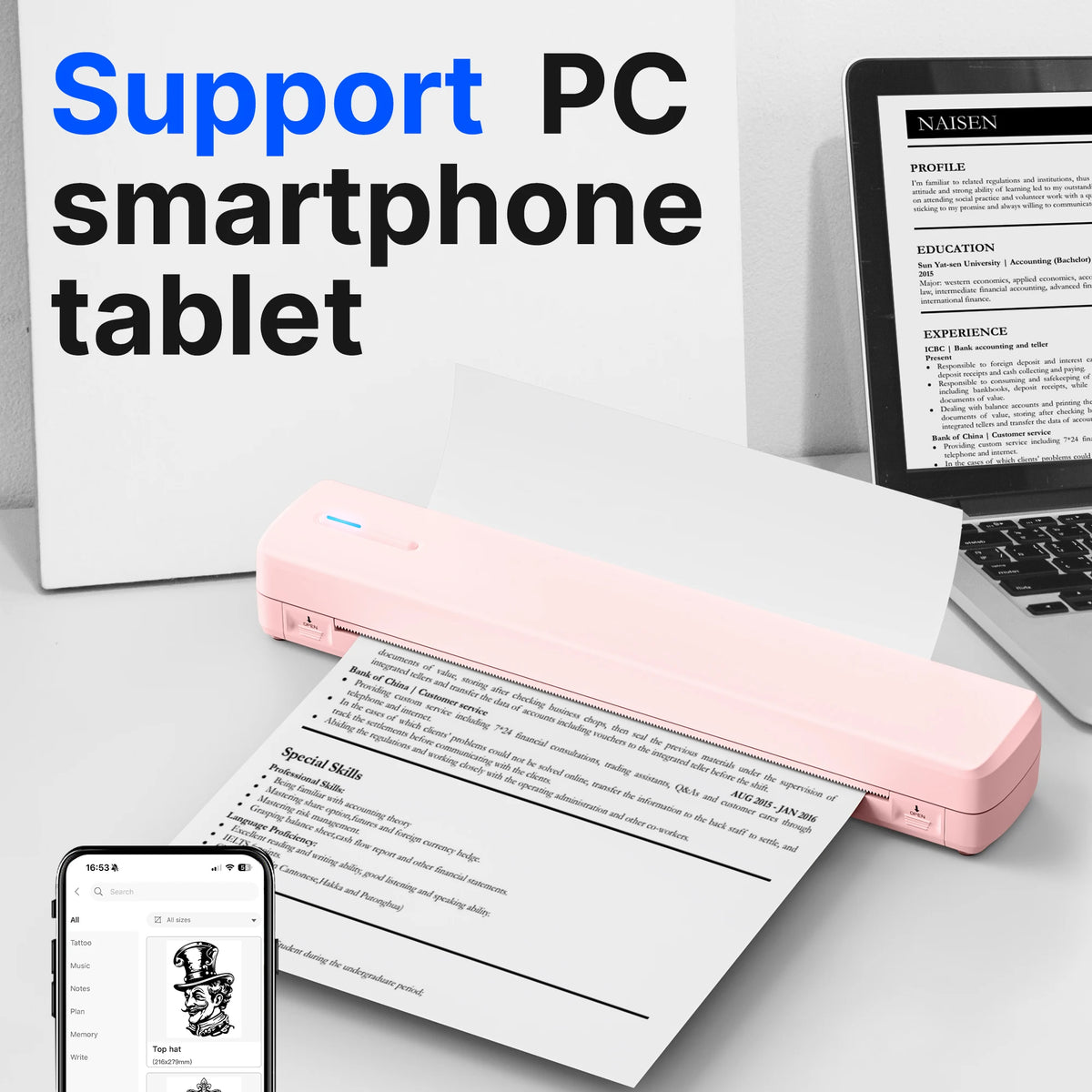 POLONO Portable Inkless Wireless Thermal Printer