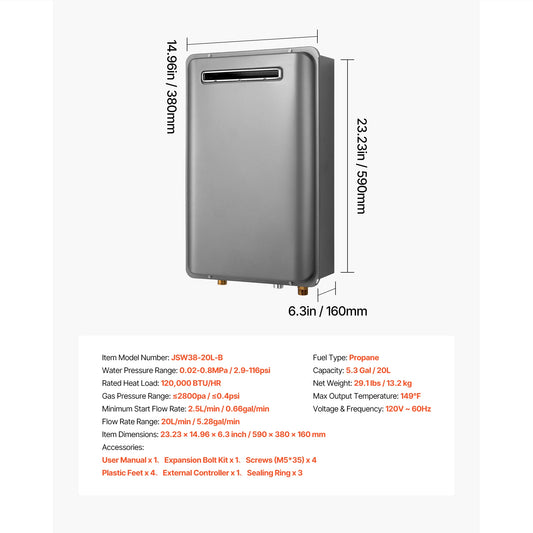 SucceBuy Instant Outdoor Tankless Water Heater