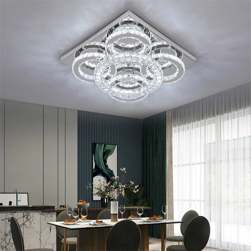 GreeLustr Square Crystal Led Ceiling Light