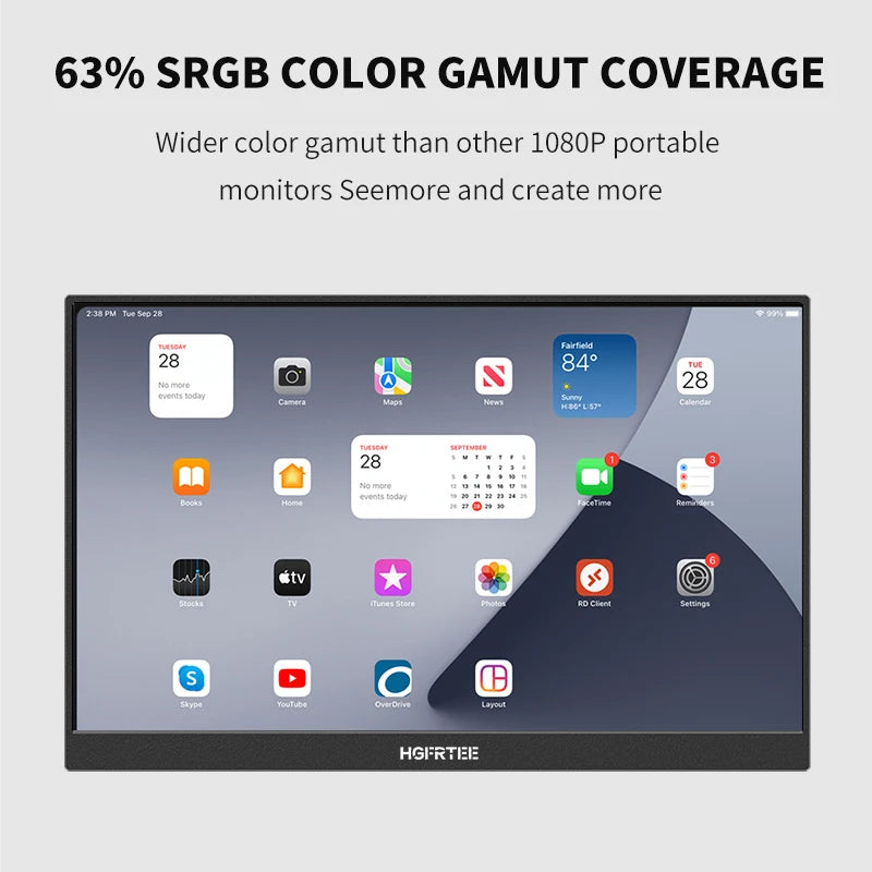 Hgfrtee Portable Monitor Ips Extended Display For Laptop