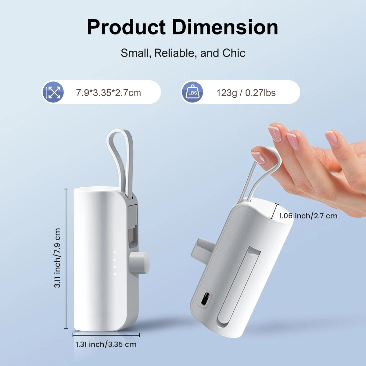 Portable Power Bank With Built In Cables
