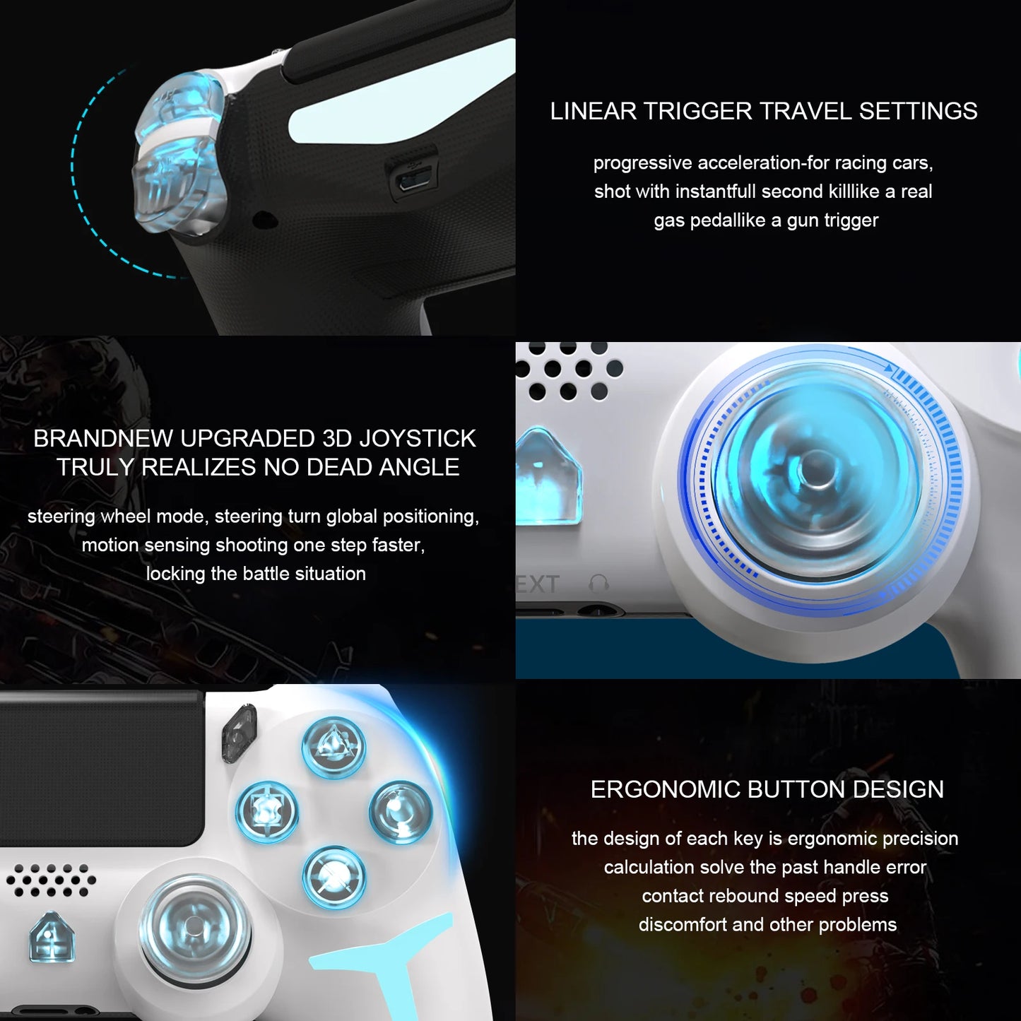 GAMINJA Wireless Game Controller For PS4 PS3 PC