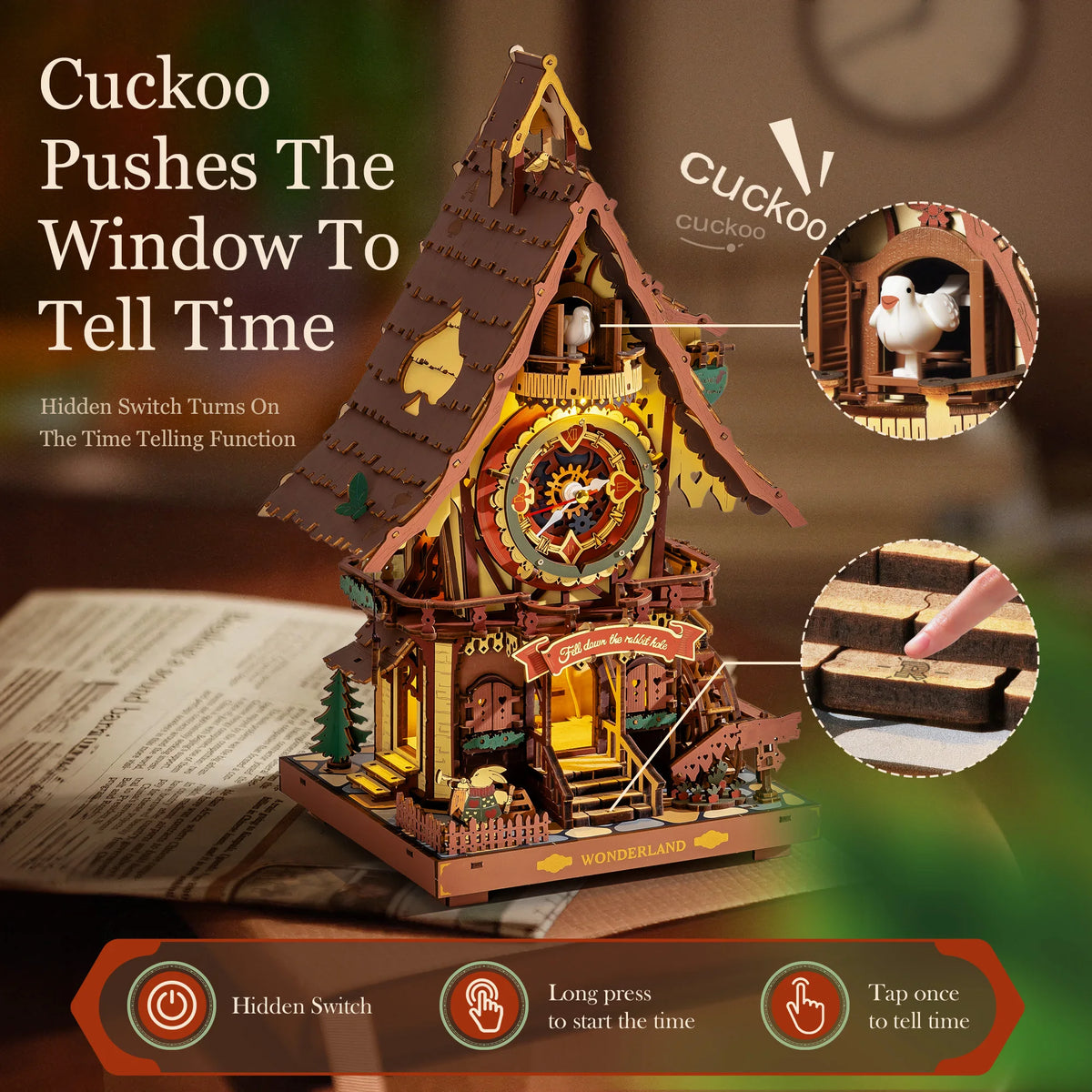 ROKR Wooden 3D Cuckoo Clock Mechanical Building Kit