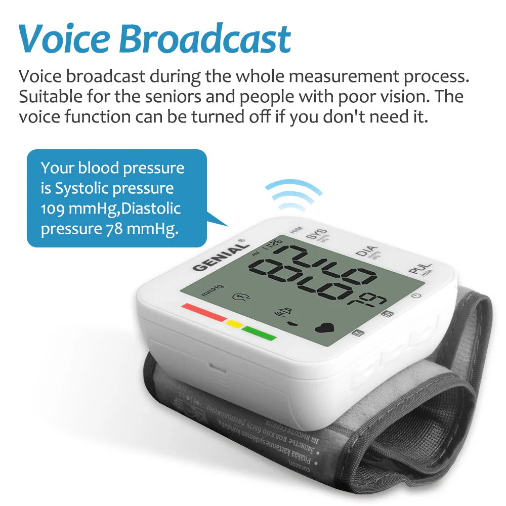 Blood Pressure Wrist Cuff Universal BP Monitor With Memory