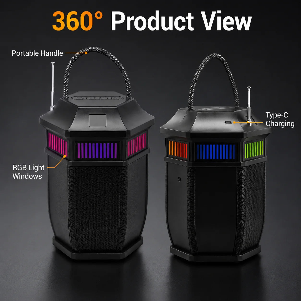 Portable Bluetooth Lantern Speaker 10W RGB Lighting Modes