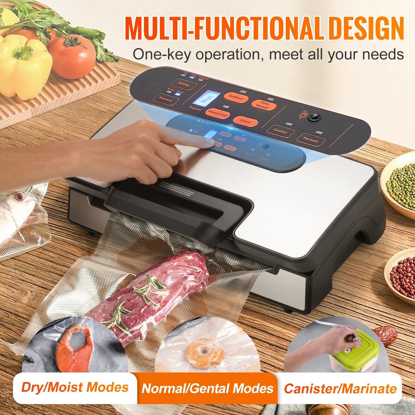 SucceBuy Vacuum Sealer 90Kpa 130W With Free 10 Pcs Bags
