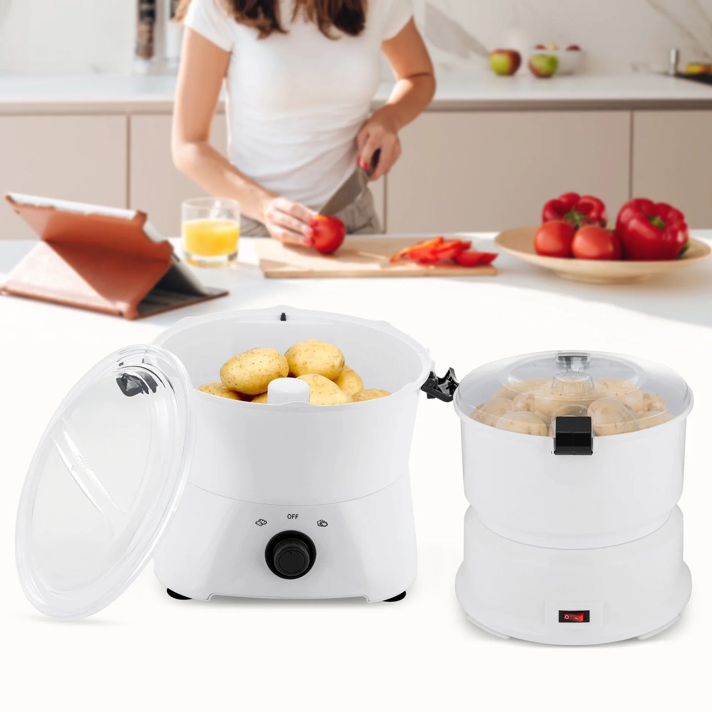 85W Electric Potato Peeler One Button Drive Automatic Spinner