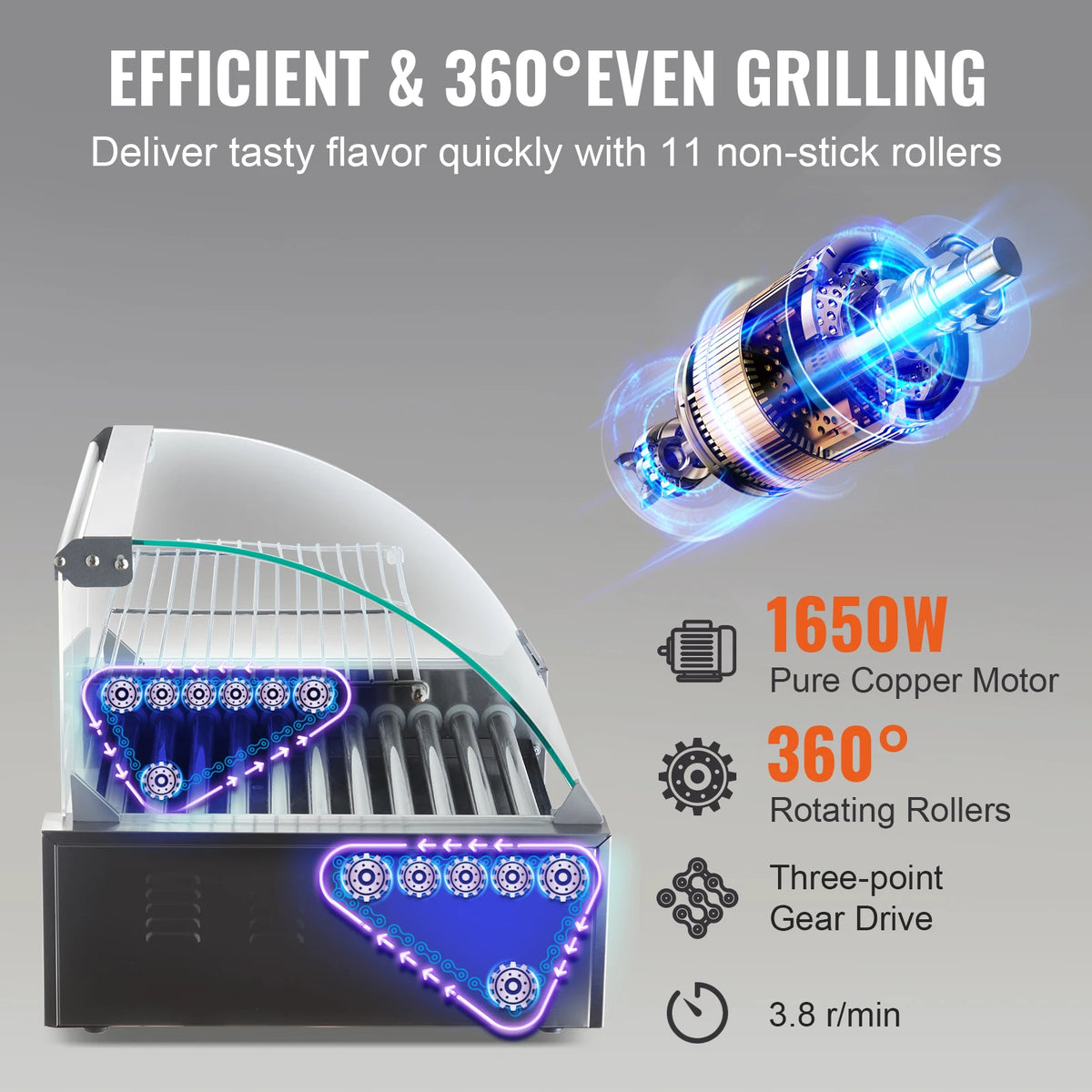 SucceBuy Electric Hot Dog Roller Grill Machine