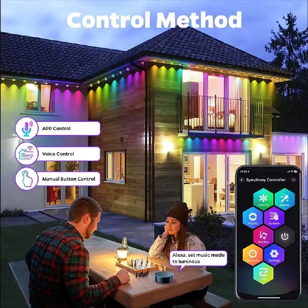 App Controlled Waterproof Outdoor Eaves String Lights
