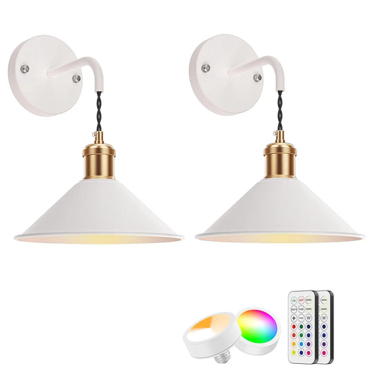 PRTILOUD Set Of 2 RGB Wall Sconces Dimmable With Remote