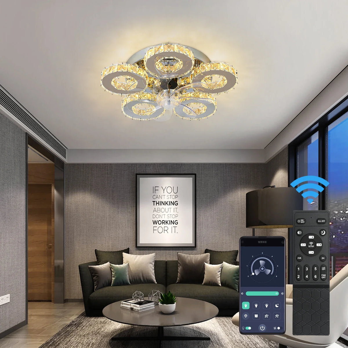 GreeLustr Smart Led Ceiling Fan Chandelier