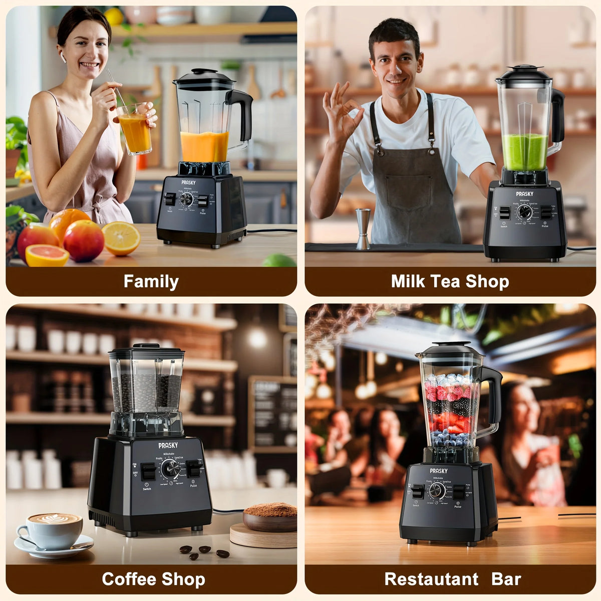 Prasky 2400W High Speed Blender And Grinder Combo