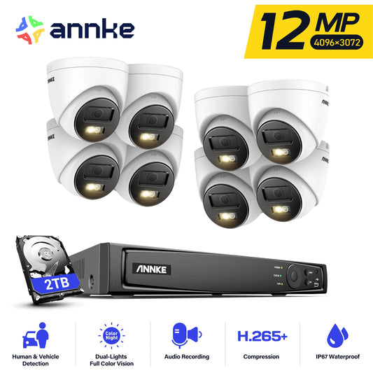 ANNKE 12MP Smart Dual Light Camera Kit NVR CCTV