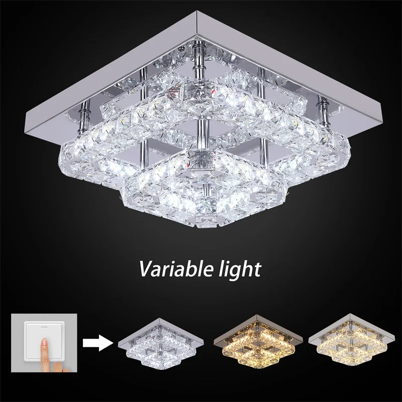 GreeLustr Square Crystal Led Ceiling Light